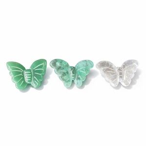 Set of 3 Butterfly Crystal Carvings